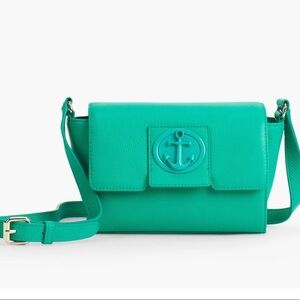 Talbots Green Pebble Leather Crossbody Handbag Purse
